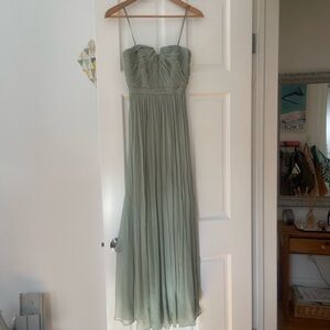J. Crew Green Ruched Pleated Sundress